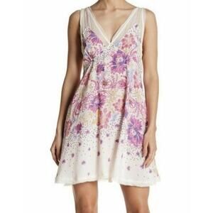 Free People Intimately Longwood All Mixed Up Slip Dress Womens S Cream Floral